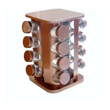 Imagem de Porta Tempero Condimento Giratório 16 Peças Inox ROSE Cozinha - IMPKTO