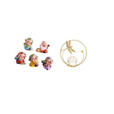 Imagem de Fenteer Estatuetas Da Fortuna Bola de Cristal Escultura de Metal em Resina Estátua Rica Mini Ornamento de Mesa Suporte para Quarto Sala de Estar Escritório Co