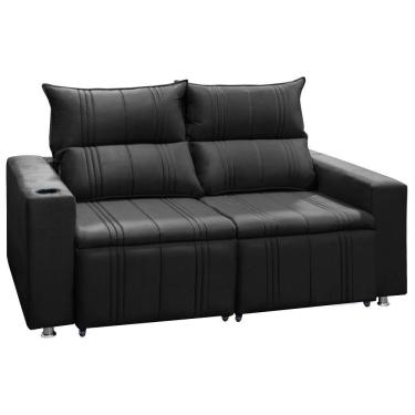 Imagem de Sofá Retrátil E Reclinável Madri 2l. 160cm C/molas - Veludo Preto
