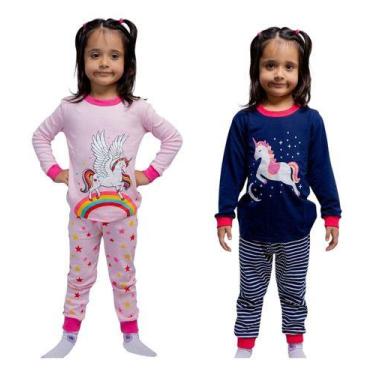Imagem de Kit 2 Pijama Infantil Comprido Menina Algodão Manga Longa - Petvipi, 5