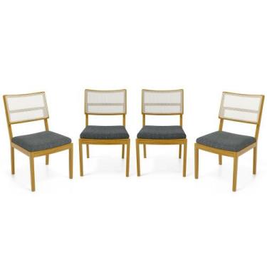 Imagem de Kit Com 4 Cadeiras Milena Madeira Maciça Assentos Estofados Encostos D