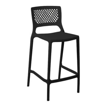 Imagem de Banqueta Alta para Cozinha Preta Empilhável Vênus em Polipropileno Acrilys