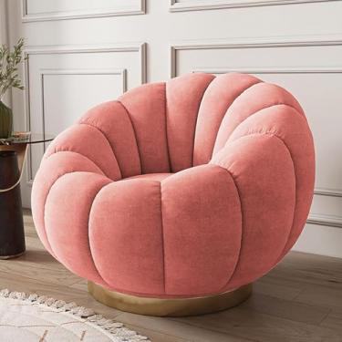 Imagem de Cadeiras Giratórias Accet, Cadeira De Lazer Roud Com Ottoma, Confortável Cadeira De Banheira De Barril Giratório De 360 Graus Para Quarto De Sala De Leitura, Green+pedals, One Size