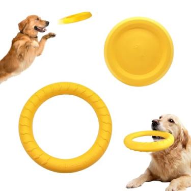 Imagem de WishLotus Brinquedo de anel para cães e disco voador, conjunto de brinquedos flutuantes interativos para atividades ao ar livre, treinamento e limpeza de dentes, brinquedos mastigáveis para cães
