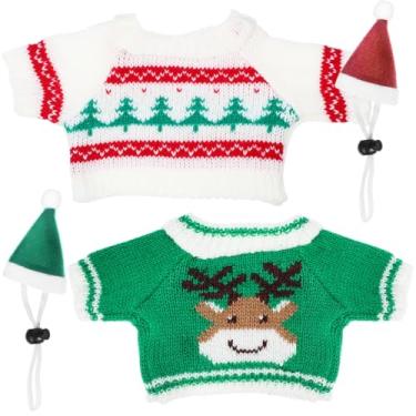 Imagem de VICASKY 1 conjunto de fantasia de Natal para animais de estimação pequenos inclui roupa de árvore de Natal de rena com chapéus elásticos macios para porquinhos-da-índia, hamsters e animais de