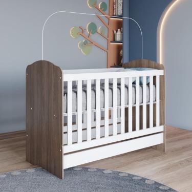 Imagem de Berço Mini Cama Faz de Conta Espresso Móveis Rústico/Branco