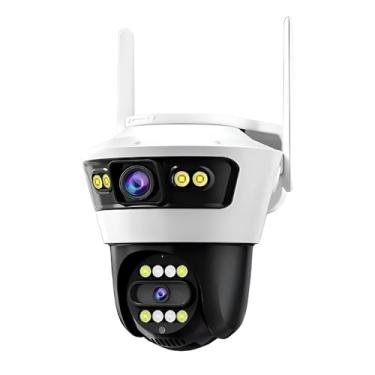 Imagem de Câmera de Segurança Wi-Fi, Full HD 1080p, Rotação 355° x 90°, Visão Noturna 10m, Zoom 8x, Áudio Bidirecional, Dual Lente 3.6mm/6mm, Branco e Preto