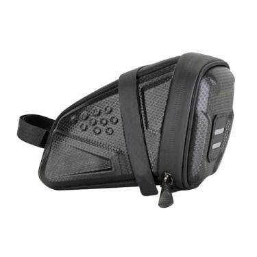 Imagem de IEUDNS Bolsa de selim de bicicleta EVA rígida com padrões refletivos, bolsa traseira de bicicleta compacta preta à prova de choque