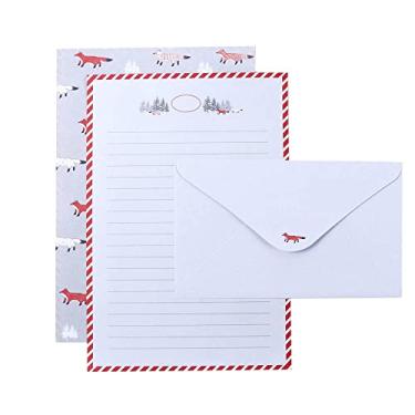 Imagem de Papel de carta adorável papel de papelaria dia dos namorados linda flor desenho animado estilo diferente envelope de presente (raposa de neve)