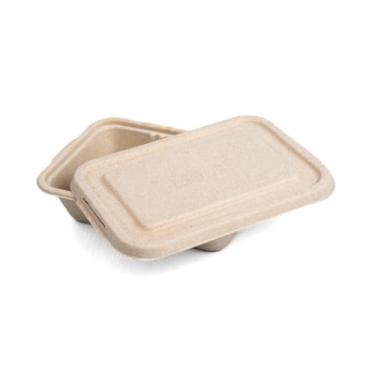 Imagem de Marmita Biodegradável com Tampa, 850ml, Fibras Naturais, Compostável, Resistente ao Micro-ondas e Freezer, 50 Unidades, 22x15x4.5cm