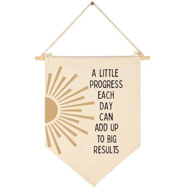 Imagem de Um pouco de progresso a cada dia, flâmula de saúde mental, citação de progresso, decoração de escritório motivacional, conselheiro escolar - tela pendurada bandeira bandeira bandeira decoração de