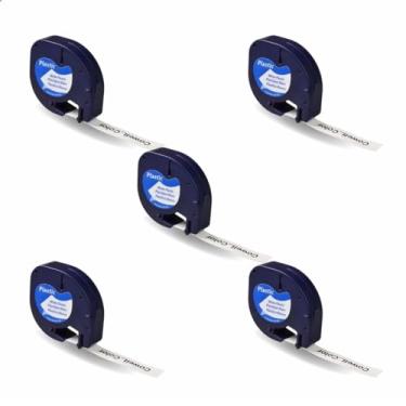 Imagem de Kit 5 Fita Rotuladora Plástica Compatível 12mm x 4m Branca 91201