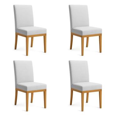 Imagem de Kit 4 Cadeiras De Jantar Brisa Linho Base De Madeira - Pallazio Cor Cinza