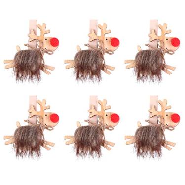 Imagem de 6 Unidades Titular De Notas Autoadesivas De Alce De Natal Clipe De Papel De Férias De Inverno Clipe De Presépio Em Madeira Gnomos De Pelúcia De Natal De Madeira Boneca