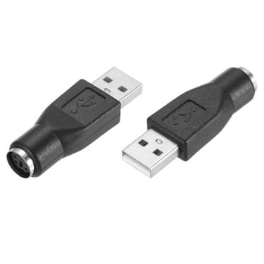 Imagem de 2 peças PS/2 para porta USB, adaptador PS/2 para USB PS/2 fêmea para adaptador USB macho para mouse com fio, teclado, desktop, laptop, notebook, preto