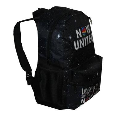 Imagem de Mochila Now United Espaçosa Juvenil Preta Escolar Costas