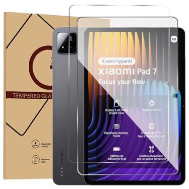 Imagem de Doemoil Pacote com 2 protetores de tela para tablet Xiaomi Pad 7/7 Pro de 11,2 polegadas, dureza 9H, compatível com capas, antiimpressões digitais, anti-arranhões, vidro temperado compatível com