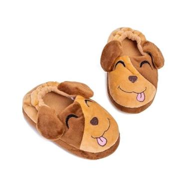 Imagem de Pantufas infantis para meninos e meninas, chinelos fofos para casa, interior, inverno, quarto, antiderrapante, sapatos quentes e macios, Marrom, 11-12 Little Kid