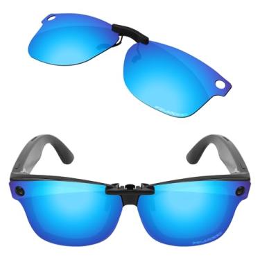 Imagem de Firtox Clipes de óculos de sol polarizados para Ray-Ban Meta Wayfarer RW4012 (Gen 2) 53 mm (tamanho 53-22), proteja seus olhos, Azul gelo, RW4012-53-22