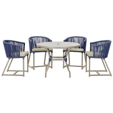 Imagem de Mesa Com 4 Cadeiras E Noronha Estofado 7 Trama Original Azul