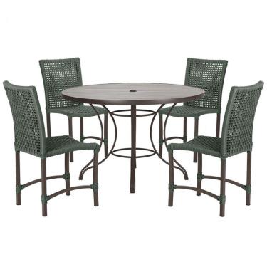 Imagem de Mesa Ascoli 4 Cadeiras Cannes De Alumínio Trama Verde