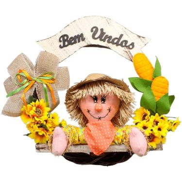 Imagem de Decoração Guirlanda Espantalhos Caipira Enfeite Festa Junina Menino