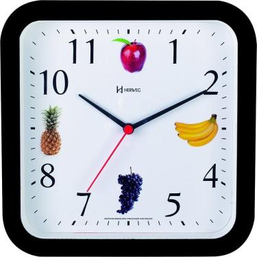 Imagem de Relógio Parede 23cm Quadrado Herweg 660049 Preto