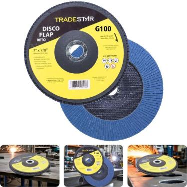 Imagem de Disco Flap 180 Mm G100 Fibra Reto Azul Aço E Inox Tradestar