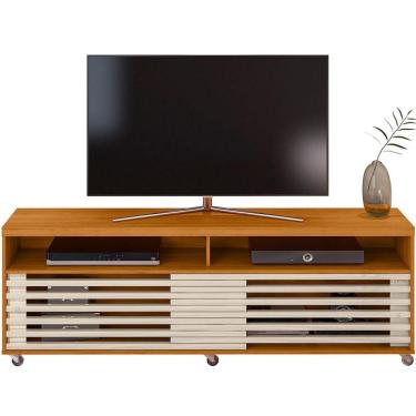 Imagem de Rack Bancada Foz 2 Portas Rodízios Tv Até 75 Polegadas Cinamomo/off White