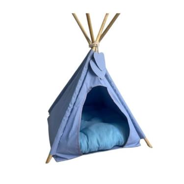 Imagem de Cama Pet，Cama para Gatos Toca，ImpermeáVel，Inclui Almofada，Adequado para Gatos e CãEs em Casa(M - A70cm x L60cm x C50cm,Azul bebê Liso)