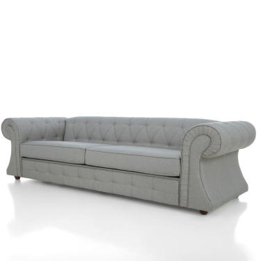 Imagem de Sofá Roma Assento Fixo E Pés, Assentos De 1,05 E Braços De 32,5 Total 2,75 X 0,85 Veludo Cinza