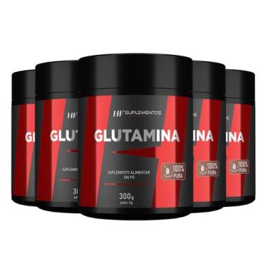 Imagem de 5x glutamina 300g hf suplementos