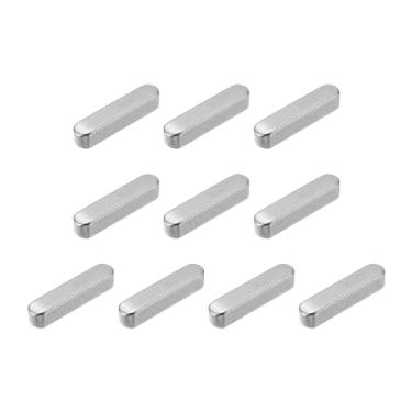 Imagem de uxcell Chave de pena redonda de 10 peças, 4 x 4 x 20 mm de aço inoxidável para conexão de fixação de tipo de eixo