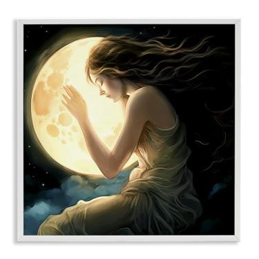 Imagem de Stupell Industries Arte giclée emoldurada preta da lua etérea, design por Sasha, 61 x 61 cm