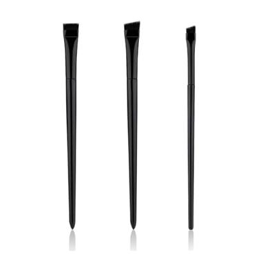 Imagem de Kit de 3 pincéis de delineador, pincel fino e plano para sobrancelhas, pincel de sobrancelha, angular, para cílios líquidos, sobrancelhas, delineador, cosméticos para olhos