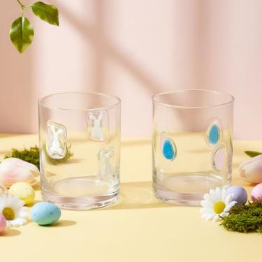 Imagem de Skylety 2 peças de copos de suco de ícone de Páscoa Coelhinho Copos de Bebida Presentes Páscoa Coelho Padrão Ovo Canecas de Café 382.7 g Old Fashioned Whisky Cocktail Taças de Vinho Sem Haste para