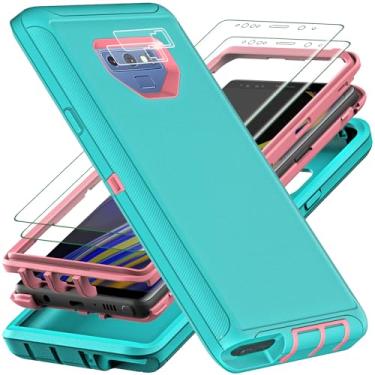 Imagem de YKHJKLEC Capa para Samsung Galaxy Note 9 com 2 peças [protetor de tela flexível de TPU autorreparável e protetor de lente de câmera] Capa resistente de grau militar 3 em 1 para Galaxy Note 9 6.4 (azul
