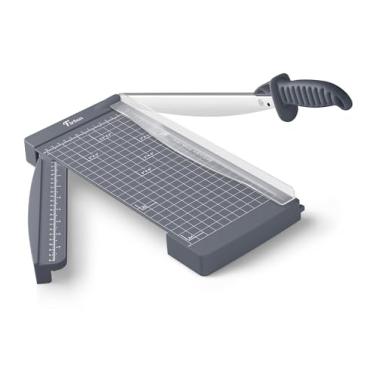 Imagem de Firbon Cortador de papel guilhotina de 30 cm com régua oculta, aparador compacto e resistente com capacidade de 12 folhas para cartolina, fotos, álbuns, escritório, sala de aula, estúdio (cinza)