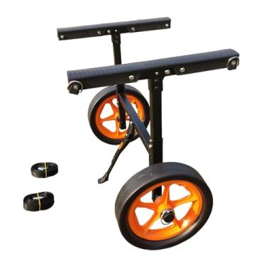 Imagem de KiBcsLic Carrinho de caiaque dobrável para pranchas de remo, tapetes flutuantes universais com suporte antiderrapante, carrinho de transporte de canoa, reboque