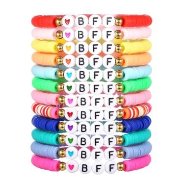 Imagem de Pulseiras de Amizade BFF BESTIE Pulseiras elásticas coloridas com contas de argila, 1, Resina, Sem Pedra Preciosa