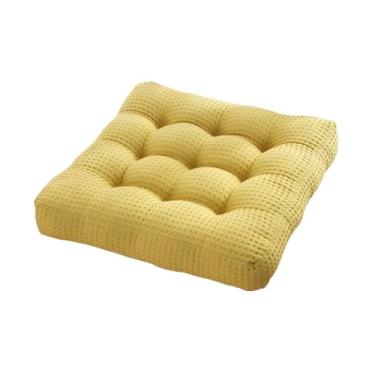 Imagem de ＡＷＨＡＯ Almofada de chão para meditação, assento de almofada para adultos, almofada de trama waffle tufada para sala de estar com lareira tatami, Amarelo