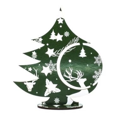 Imagem de Kit 10 Mini Árvores de Natal MDF 3mm Adesivadas com Base Decorativa Cores Variadas Mesa e Lembrancinhas (VERDE)