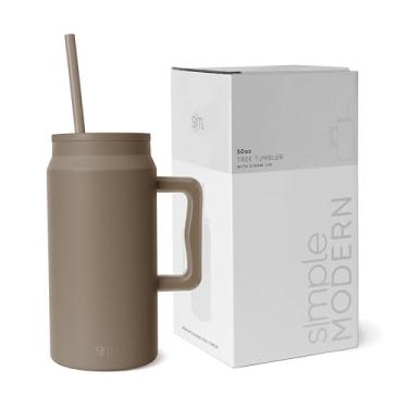 Imagem de Simple Modern Copo para caneca de 1,5 l com alça e tampa de canudo | Garrafa de água grande de aço inoxidável isolada reutilizável | Presentes para mulheres e homens para ele | Coleção Trek | 1,5 g |