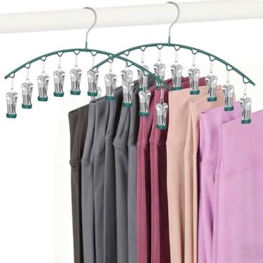 Imagem de Cabides de legging para organizador de armário, cabides de chapéu para armário, pacote com 2 com 10 clipes para 20 leggings, cabide para leggings, organizador de calças, adequado para meias, calcinhas