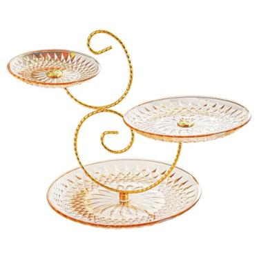 Imagem de Ｂｅｓｇａ Suporte para cupcakes com 3 camadas, bandeja criativa para servir doces e salgados, expositor para e de aniversário, Placa de âmbar