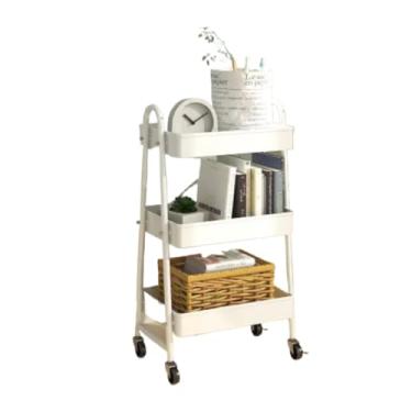 Imagem de Prateleira Carrinho Organizador De Metal Multiuso 3 Andares - 46 * 30 * 77cm Com Rodinhas(Branco)