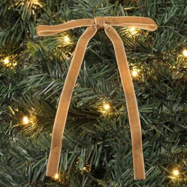 Imagem de RICHMYC 24 peças de laços de veludo de Natal para árvore, enfeites de árvore de Natal marrom, laços de fita vintage para embrulho de presente, guirlanda, saco de guloseimas, sacos de doces, artesanato