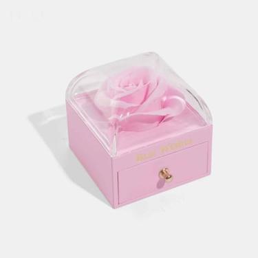 Imagem de Elegante caixa rosa para pedido de casamento - caixa de joias românticas com forro macio, para anéis de noivado e alianças de casamento