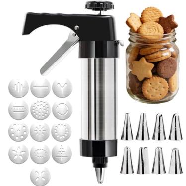Imagem de Conjunto De Prensa Para Biscoitos,Prensa Manual De Cozinha, Com 13 Discos Decorativos E 8 Bicos Para Confeitar, FáCil De Limpar, Ideal Para Uso DoméStico E DecoraçãO De Bolos
