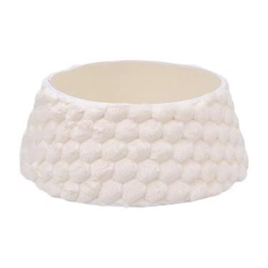 Imagem de KiBcsLic Base para suporte de árvore de Natal, capa protetora, enfeites de pelúcia decorativos para as festas de fim de ano, decoração rústica para casa, Branco